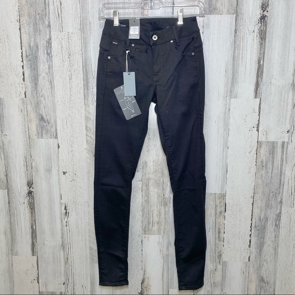 G-Star Raw D-STAQ Black Mid Rise Skinny Jeans NEw W24 L30 - Picture 7 of 14